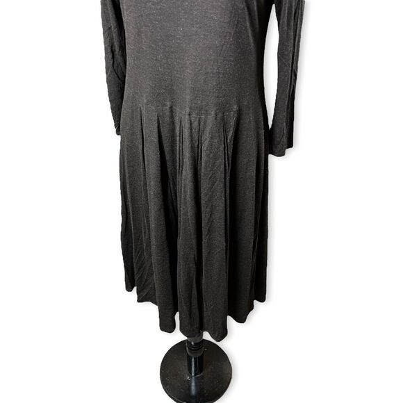 Eileen Fisher Fit & Flare Pleated Dress Lined SIZE S Brown Scoop Neck - Picture 11 of 12